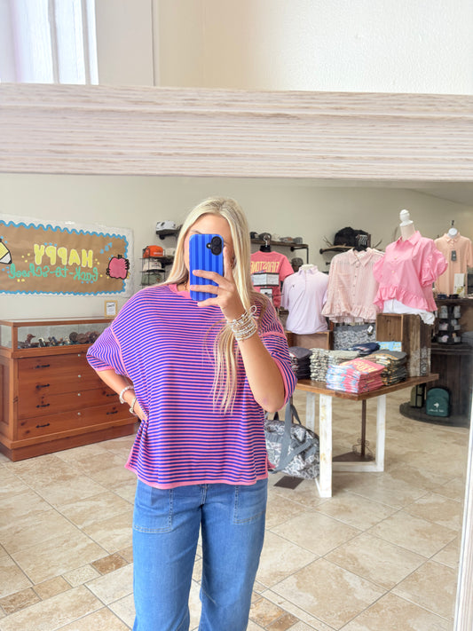 Girl on Fire Tee - Pink/Royal