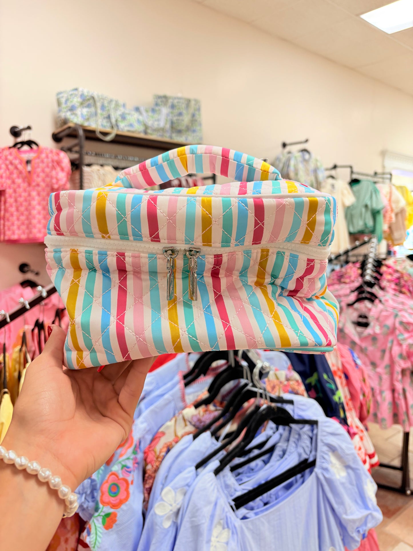 Multicolor Stripe Makeup Bag