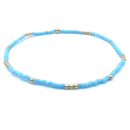 2mm Newport True Turquoise Blue + Gold Filled Waterproof Bracelet