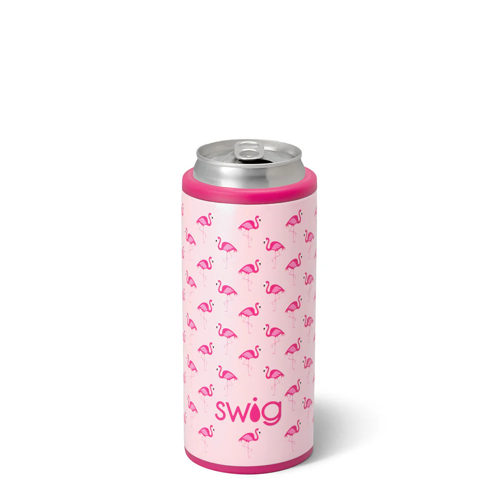 Swig 12oz Skinny Can Cooler - Flamingos