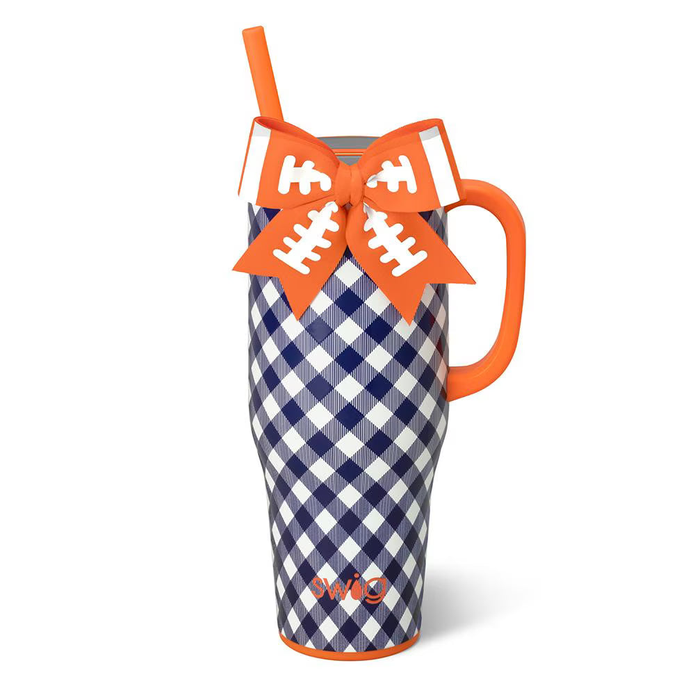 Swig 40oz Mega Mug - Gameday Gingham - Navy & Orange