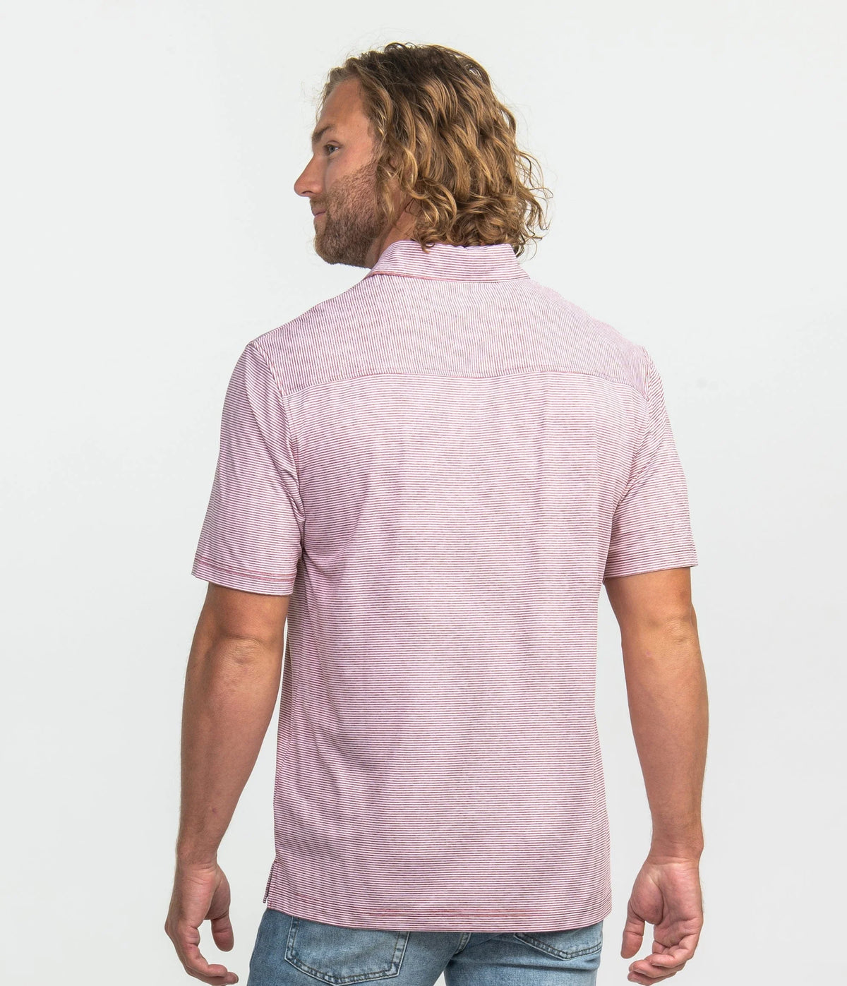SSCO Heather Madison Stripe Polo - Red Zone