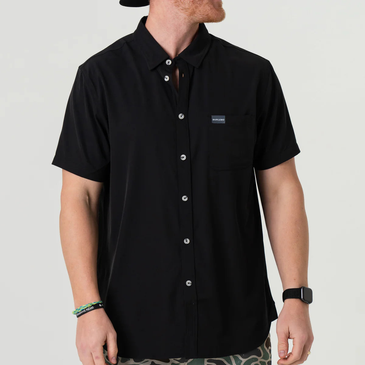 Burlebo Performance Button Up- Heather Black