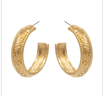 Textured Vintage Gold Hoops