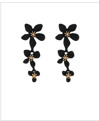 Color Coated 3 Flower Drop Earrings