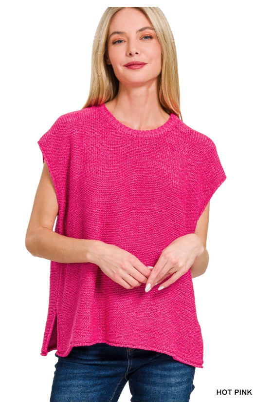 Feeling Full Sweater Vest - Hot Pink