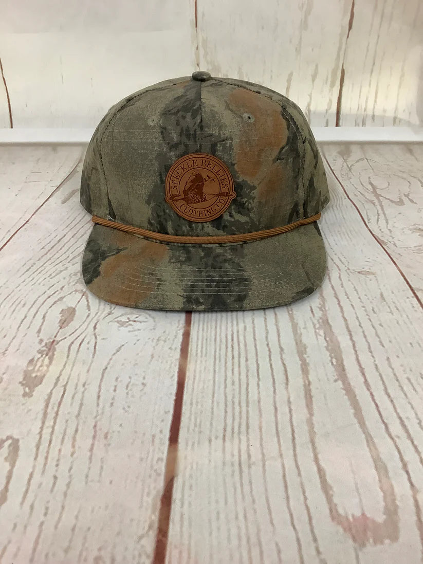Speckle Bellies Circle Logo Leather Patch- Natural Camo