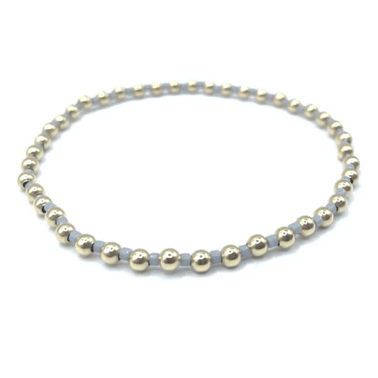 3mm Color Crush Newport GRAY BLUE & Gold Waterproof Bracelet