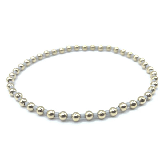 3mm Color Crush Newport LIGHT GRAY & Gold Waterproof Bracelet 7"