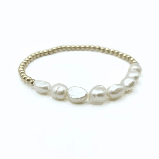 Baroque Row Pearl Bracelet in 14k Gold Filled