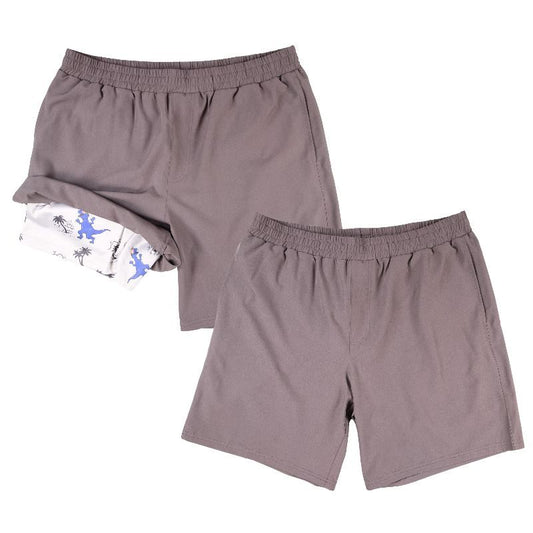 Men's Grey Dino Lined Hybrid Shorts