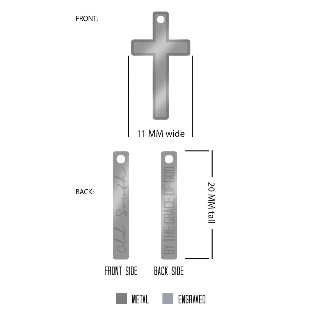 Old South Stainless Steel Cross Pendant