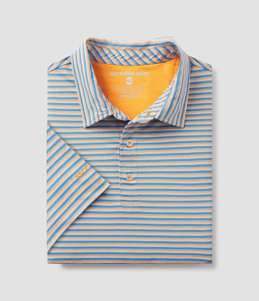 Augusta Stripe Polo - Azure