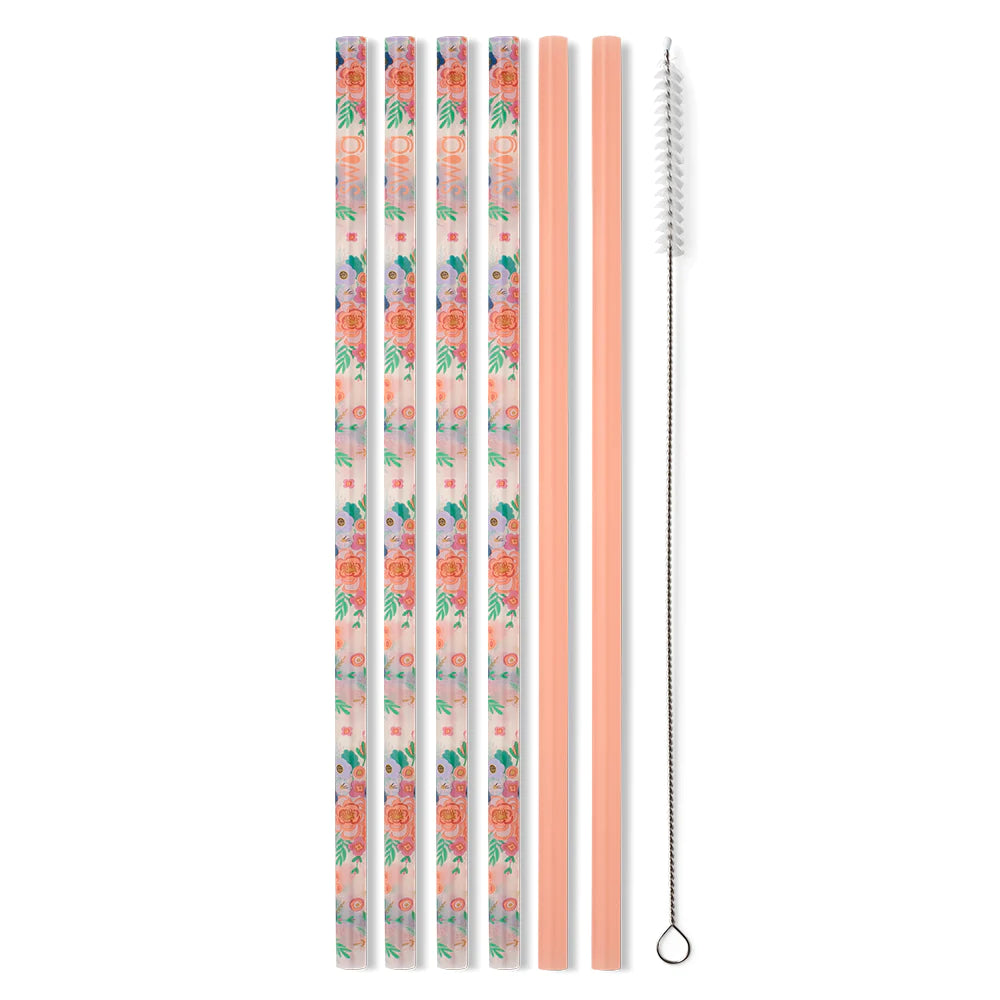 Swig Full Bloom with Coral Straw Set