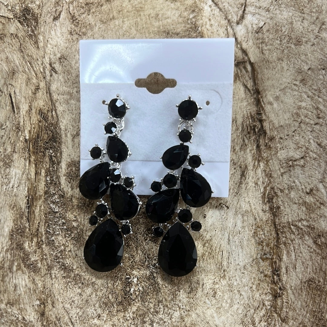 Formal Earrings Black and Silver Bubble