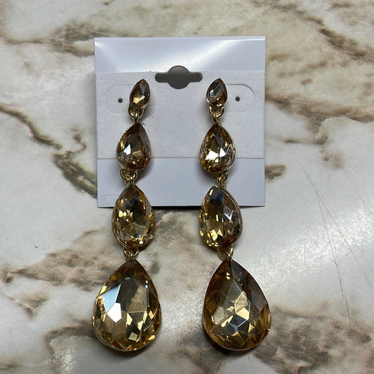 Formal Earrings Gold Quad Drop