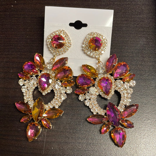 Formal Earrings Hot Pink Multi Large
