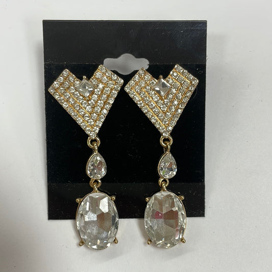Formal Earrings Silver Gold Base Crystal 3 Tier