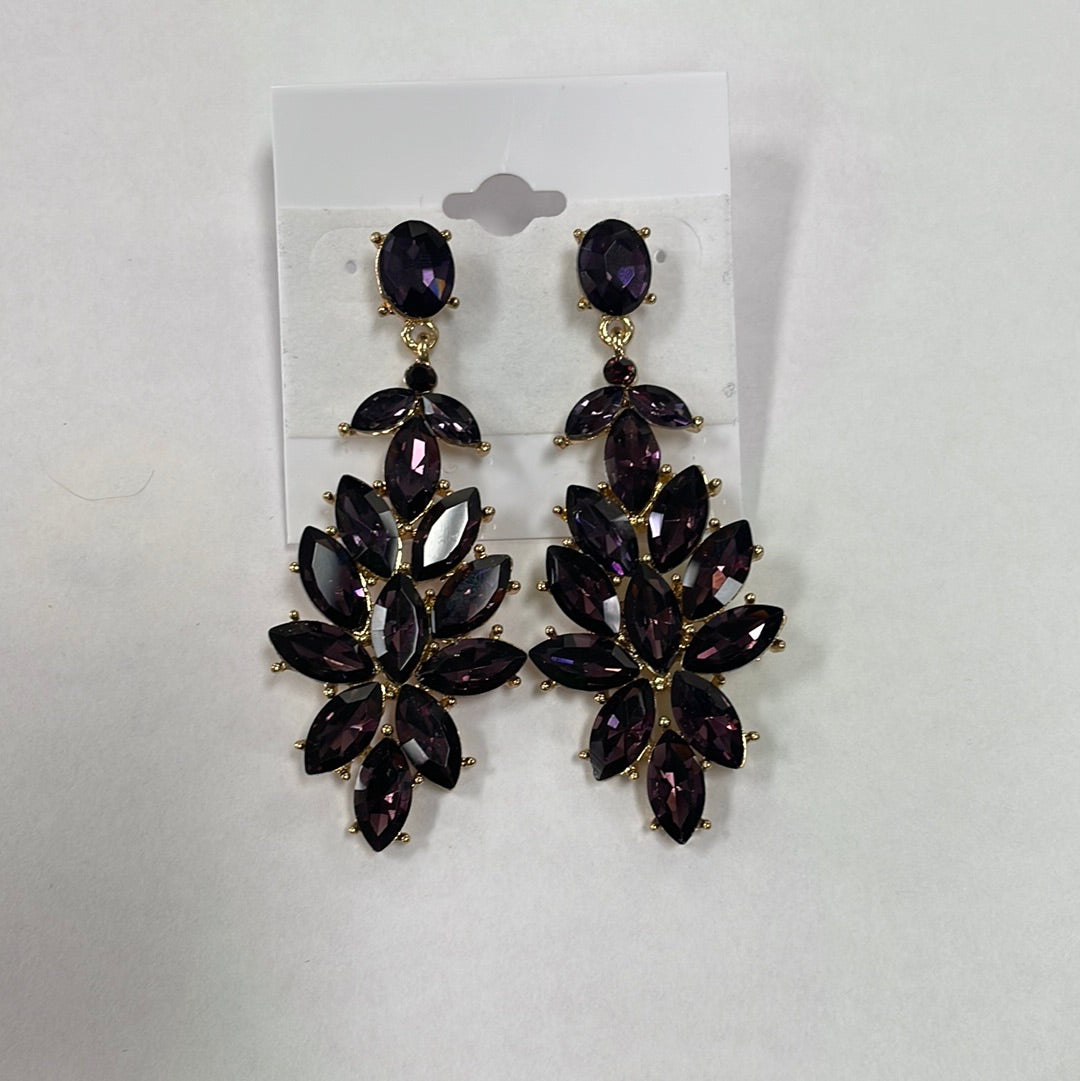 Formal Earrings Gold Base Purple