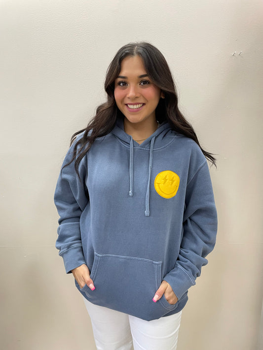 Old Row Blue Pigment Dyed Smiley Face Hoodie