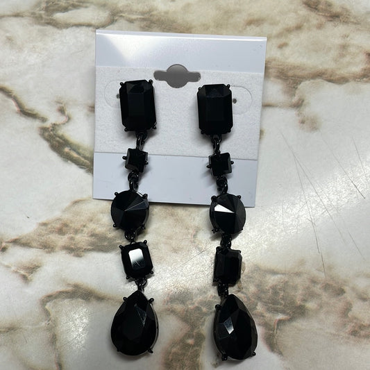 Formal Earrings All Black Penta Drop