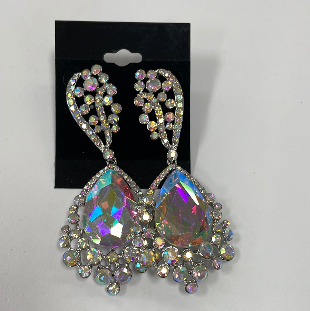Formal Earrings Silver and AB Sm Marquis
