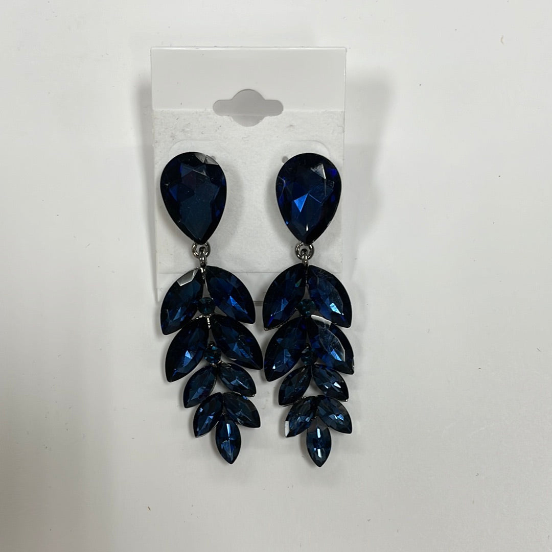 Formal Earrings Navy Leaves