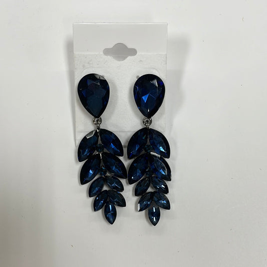 Formal Earrings Navy Leaves
