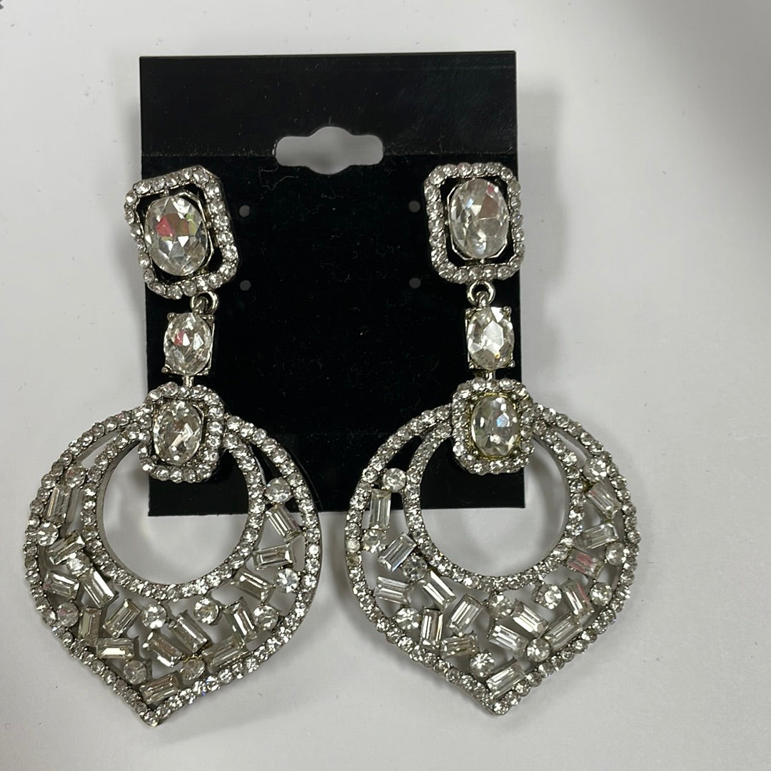 Formal Earrings Silver Clear Misc Shapes
