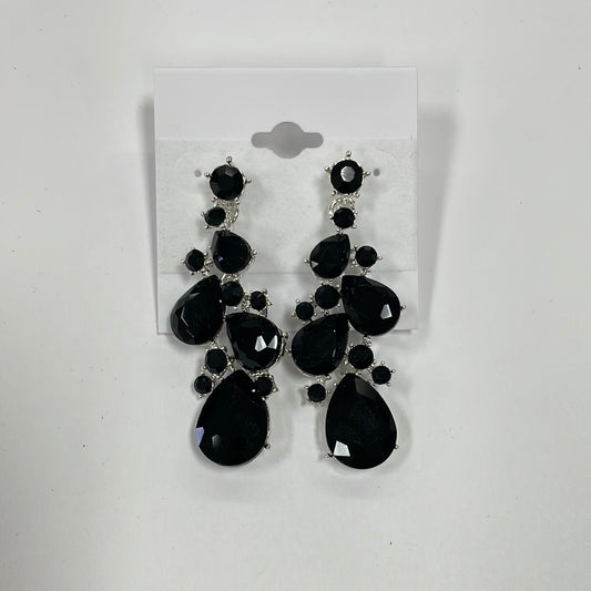 Formal Earrings Leafy Bubble Jet Black Earrings (21b)