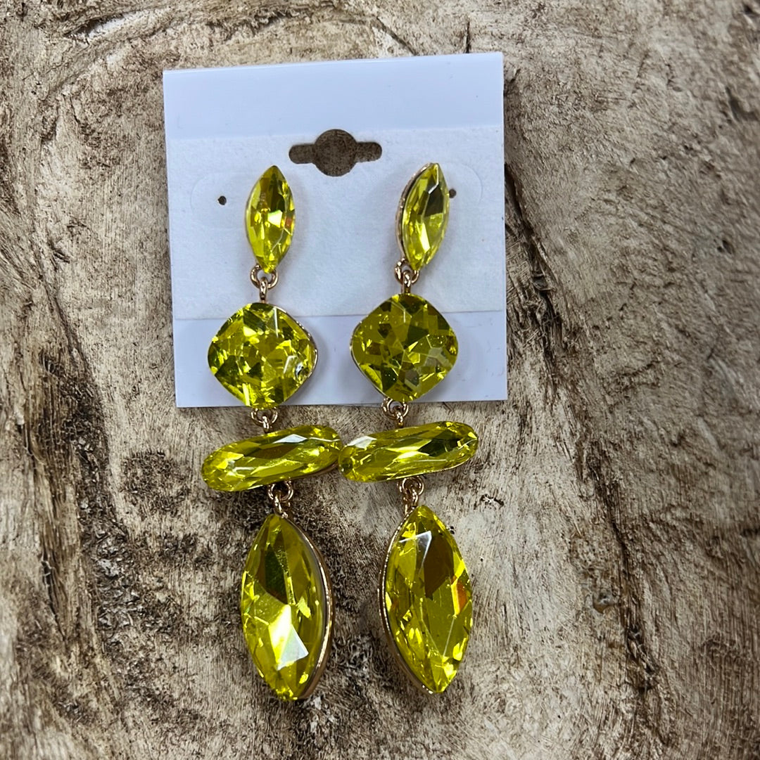 Formal Earrings Yellow Multi Shapes