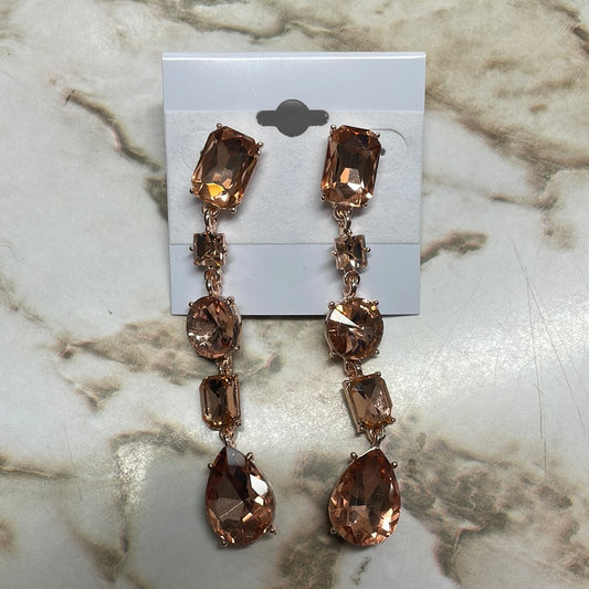 Formal Earrings Gold Base Rose Penta Drop