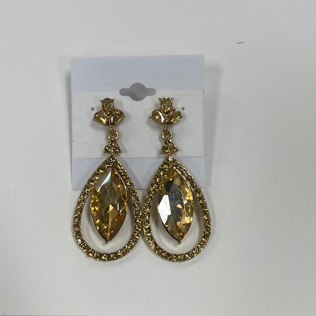 Formal Earrings Gold Dangle Teardrop