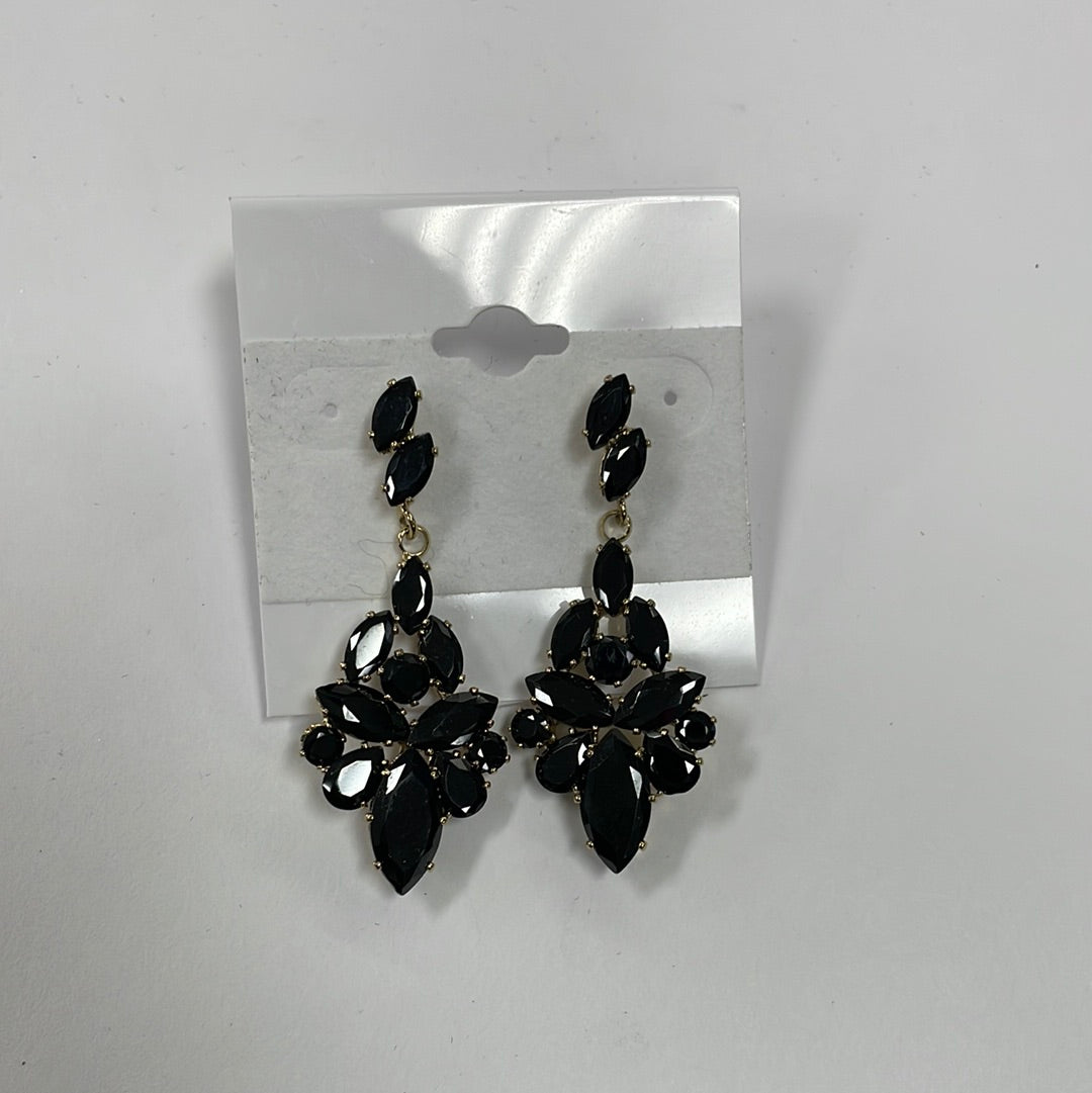 Formal Earrings Black Gold Med