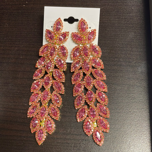 Formal Earrings Pink Long