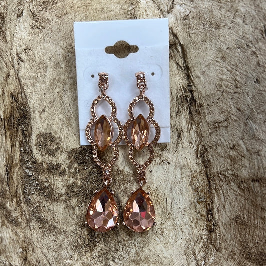 Formal Earrings Rose Gold Detailed Dangle