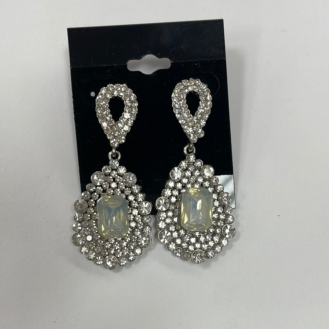 Formal Earrings Silver and Lt Blue Bubble