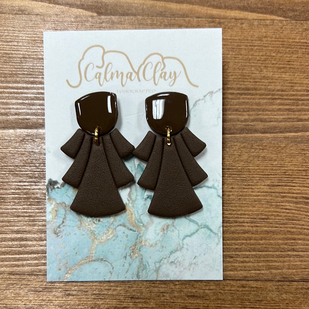 Calma Clay Angel Dark Brown Earrings