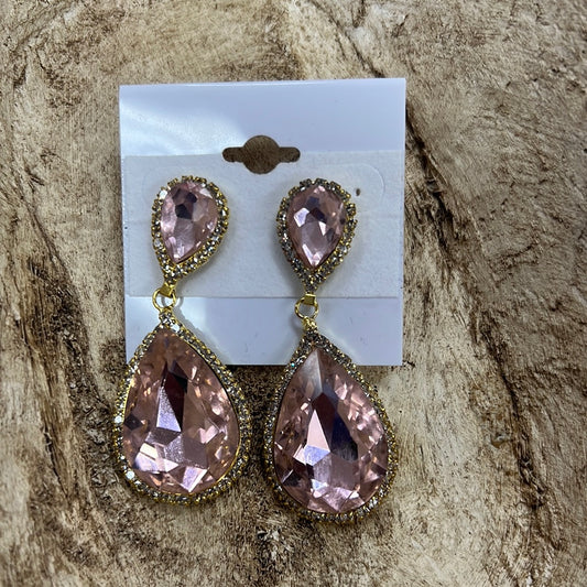 Formal Earrings Pink and Gold