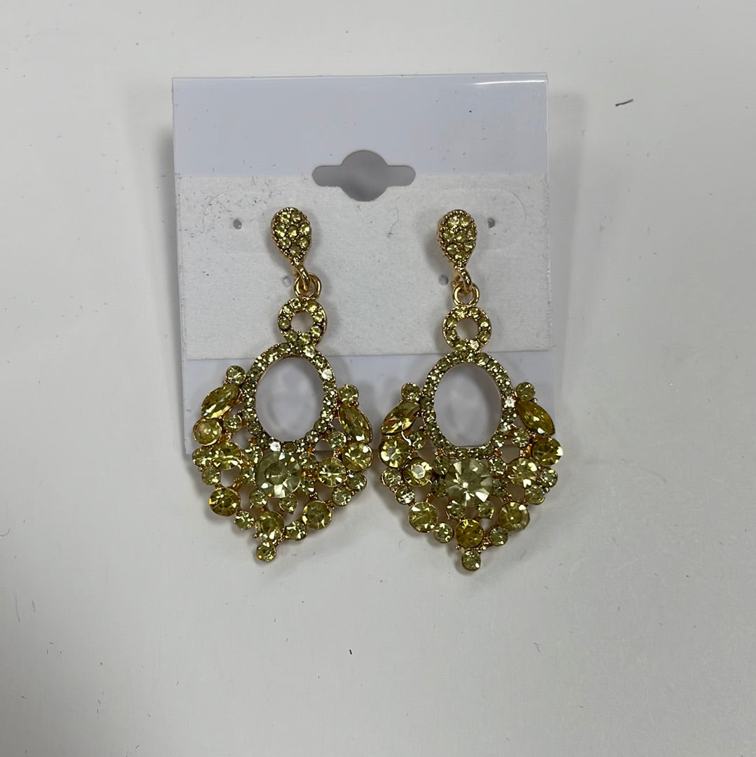 Formal Earrings Yellow Dangle and Gold