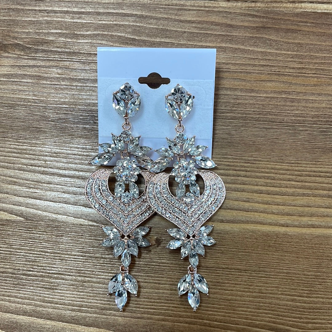 Formal Earrings Long Silver Rose Gold