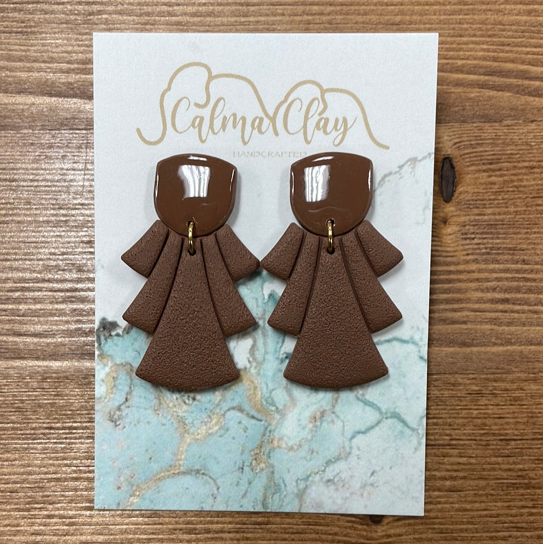 Calma Clay Angel Light Brown Earrings