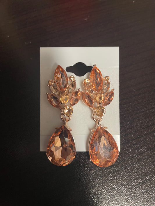 Formal Earrings Rose Gold Small Leafy Teardrop