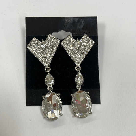 Formal Earrings Silver Clear V