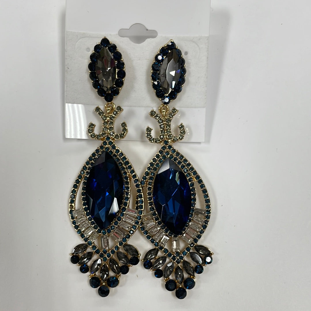 Formal Earrings Navy Gold Large