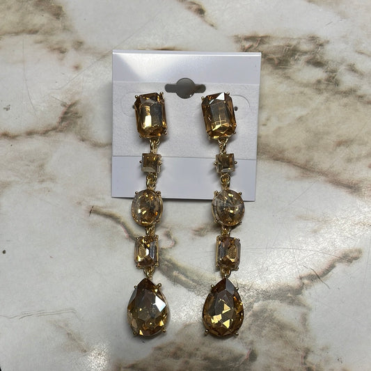 Formal Earrings Gold Penta Drop
