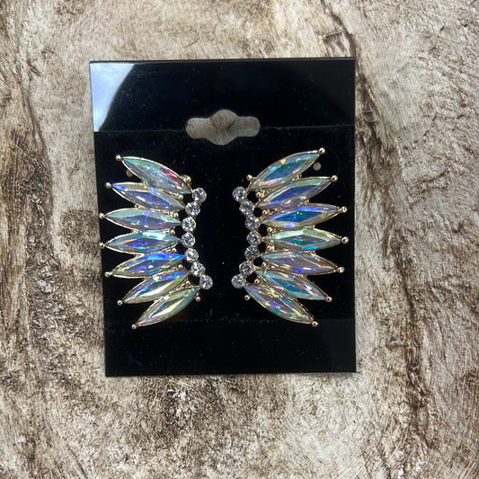 Formal Earrings AB and Gold Winged