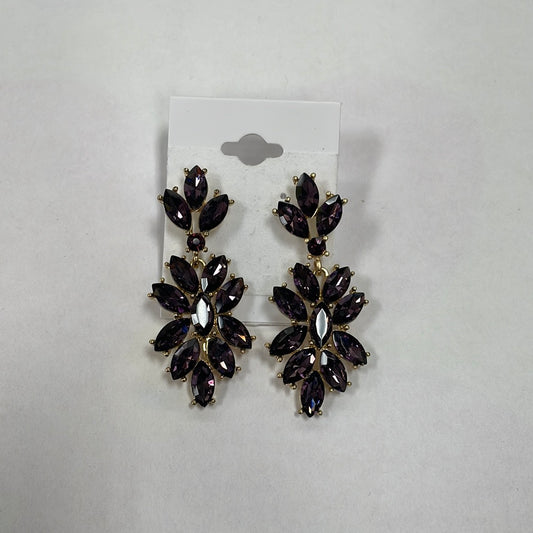 Formal Earrings Purple Flowered Small