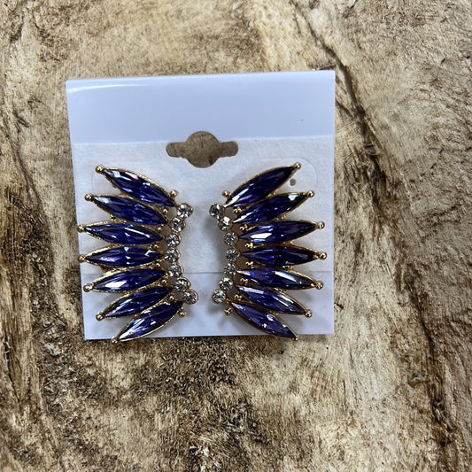 Formal Earrings Purple and Gold Winged