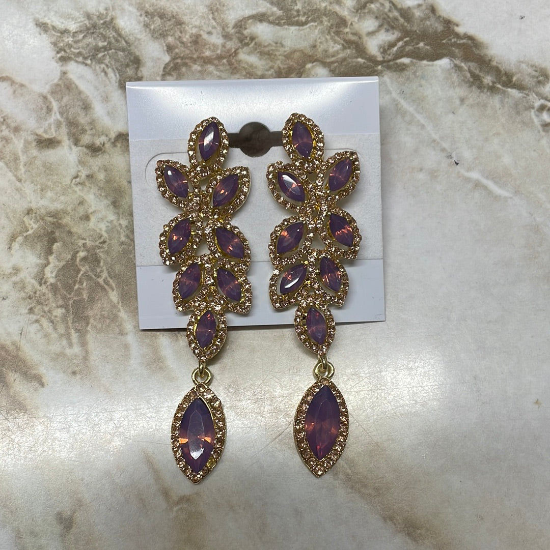 Formal Earrings Lilac Leafy Drop